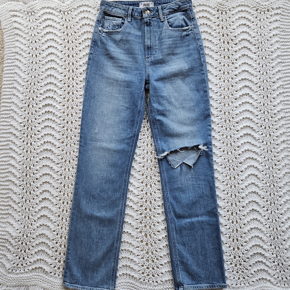 Paige Stella Distressed Straight Leg Jeans Size 27